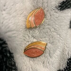 Funky Gold and Pink Leaf Earrings